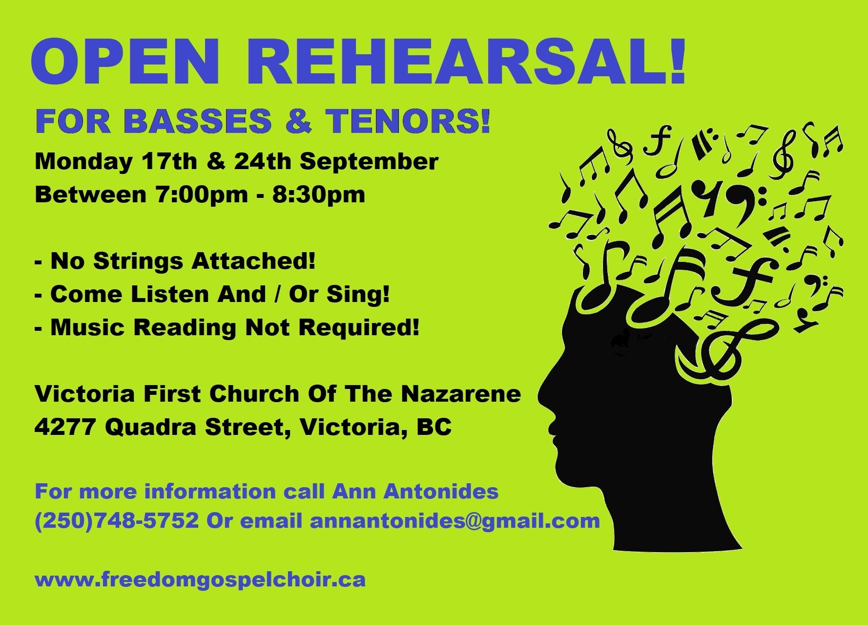 Open Rehearsal for Basses & Tenors in Victoria!